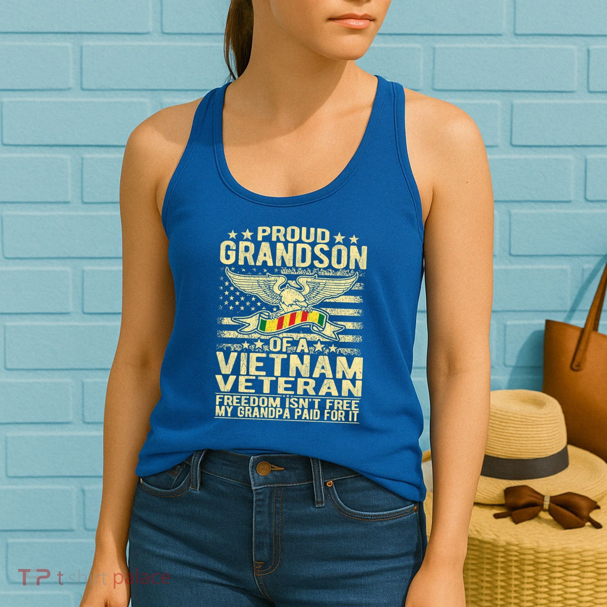 Freedom Isnt Free Proud Grandson Of A Vietnam Veteran Gift Women's Tank Top