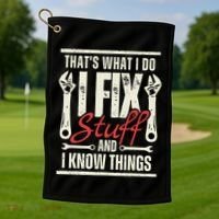Funny I Fix Stuff T Mechanic Engineer Garage Golf Towel thumb 1