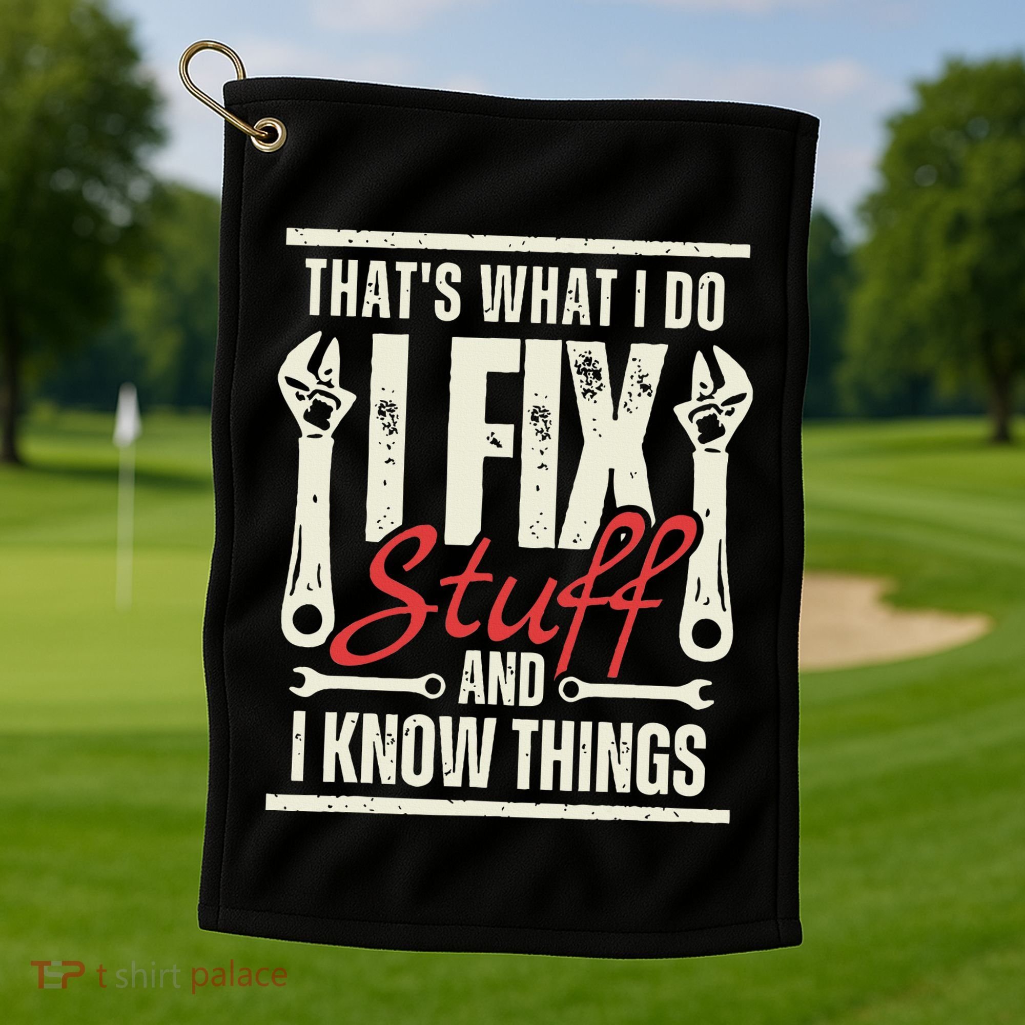 Funny I Fix Stuff T Mechanic Engineer Garage Golf Towel