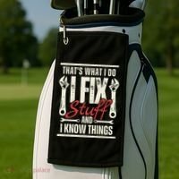 Funny I Fix Stuff T Mechanic Engineer Garage Golf Towel thumb 2