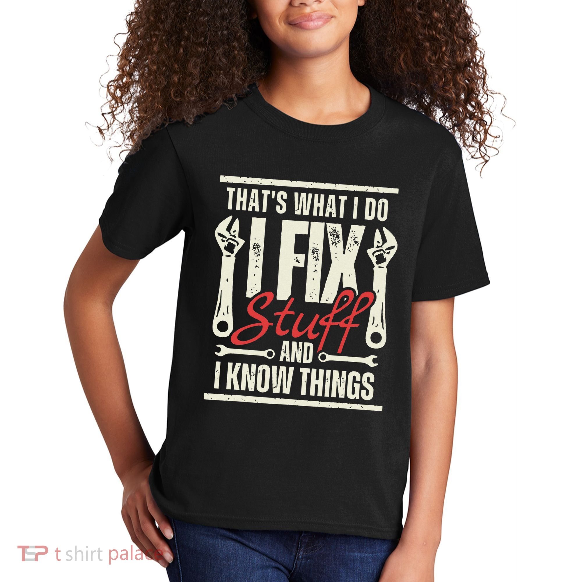 Funny I Fix Stuff T Mechanic Engineer Garage Kids T-Shirt