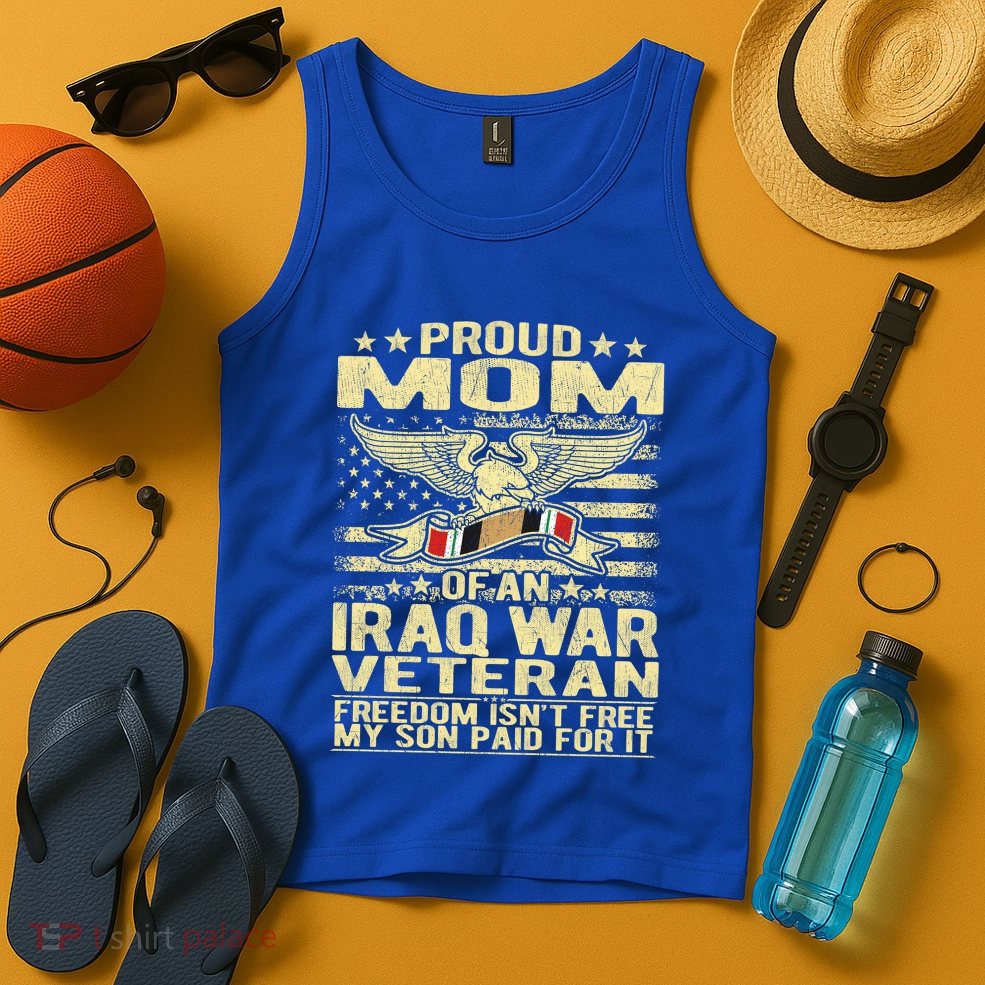 Freedom Isn't Free Proud Mom Of Iraq War Veteran Mother Gift Great Gift Tank Top