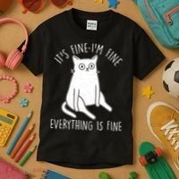 Funny It's Fine I'm Fine Everything Is Fine Kids T-Shirt thumb 3