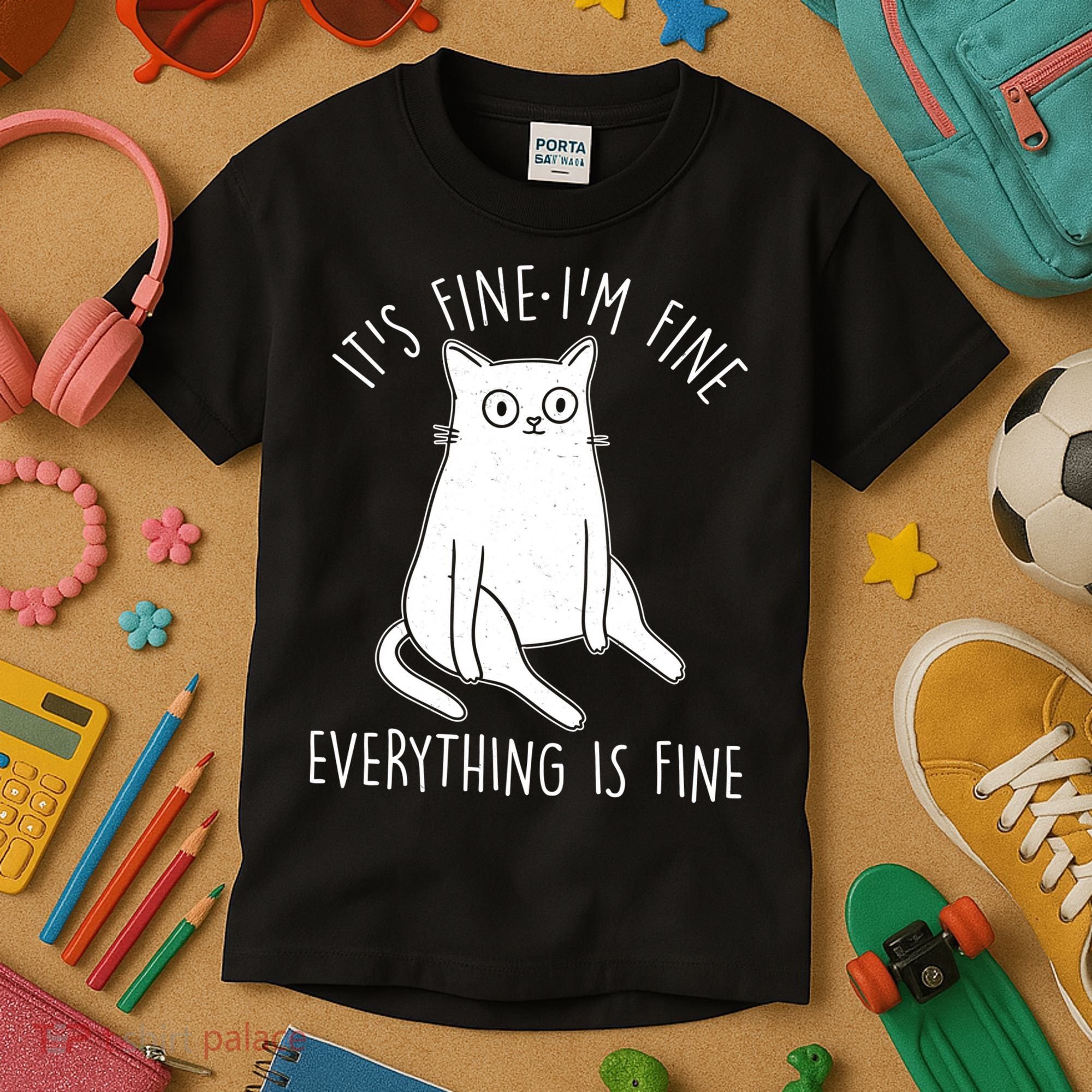 Funny It's Fine I'm Fine Everything Is Fine Kids T-Shirt