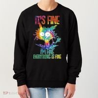 Funny It's Fine I'm Fine Everything Is Fine Tie Dye Cat Women's Sweatshirt thumb 0