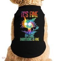 Funny It's Fine I'm Fine Everything Is Fine Tie Dye Cat Doggie Tank thumb 0