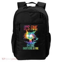 Funny It's Fine I'm Fine Everything Is Fine Tie Dye Cat Backpack thumb 0