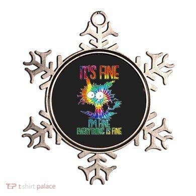 Funny It's Fine I'm Fine Everything Is Fine Tie Dye Cat Ornament