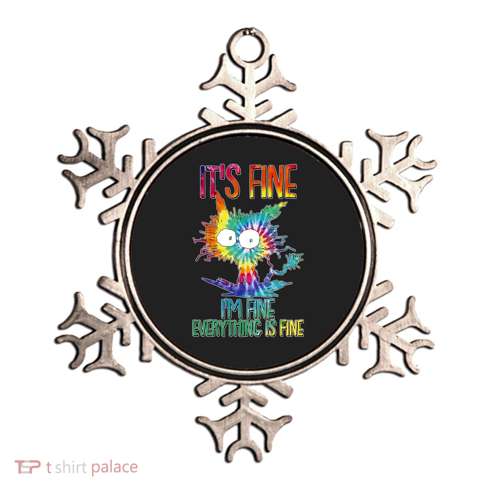 Funny It's Fine I'm Fine Everything Is Fine Tie Dye Cat Ornament