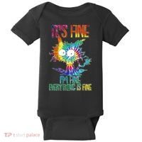 Funny It's Fine I'm Fine Everything Is Fine Tie Dye Cat Baby Bodysuit thumb 0