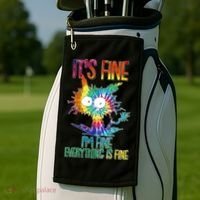Funny It's Fine I'm Fine Everything Is Fine Tie Dye Cat Golf Towel thumb 2