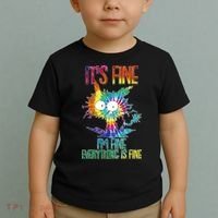 Funny It's Fine I'm Fine Everything Is Fine Tie Dye Cat Toddler T-Shirt thumb 2