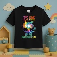 Funny It's Fine I'm Fine Everything Is Fine Tie Dye Cat Toddler T-Shirt thumb 3