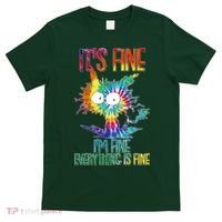 Funny It's Fine I'm Fine Everything Is Fine Tie Dye Cat T-Shirt thumb 0
