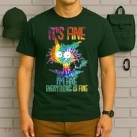 Funny It's Fine I'm Fine Everything Is Fine Tie Dye Cat T-Shirt thumb 6