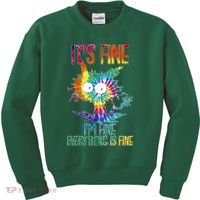Funny It's Fine I'm Fine Everything Is Fine Tie Dye Cat Kids Sweatshirt thumb 0