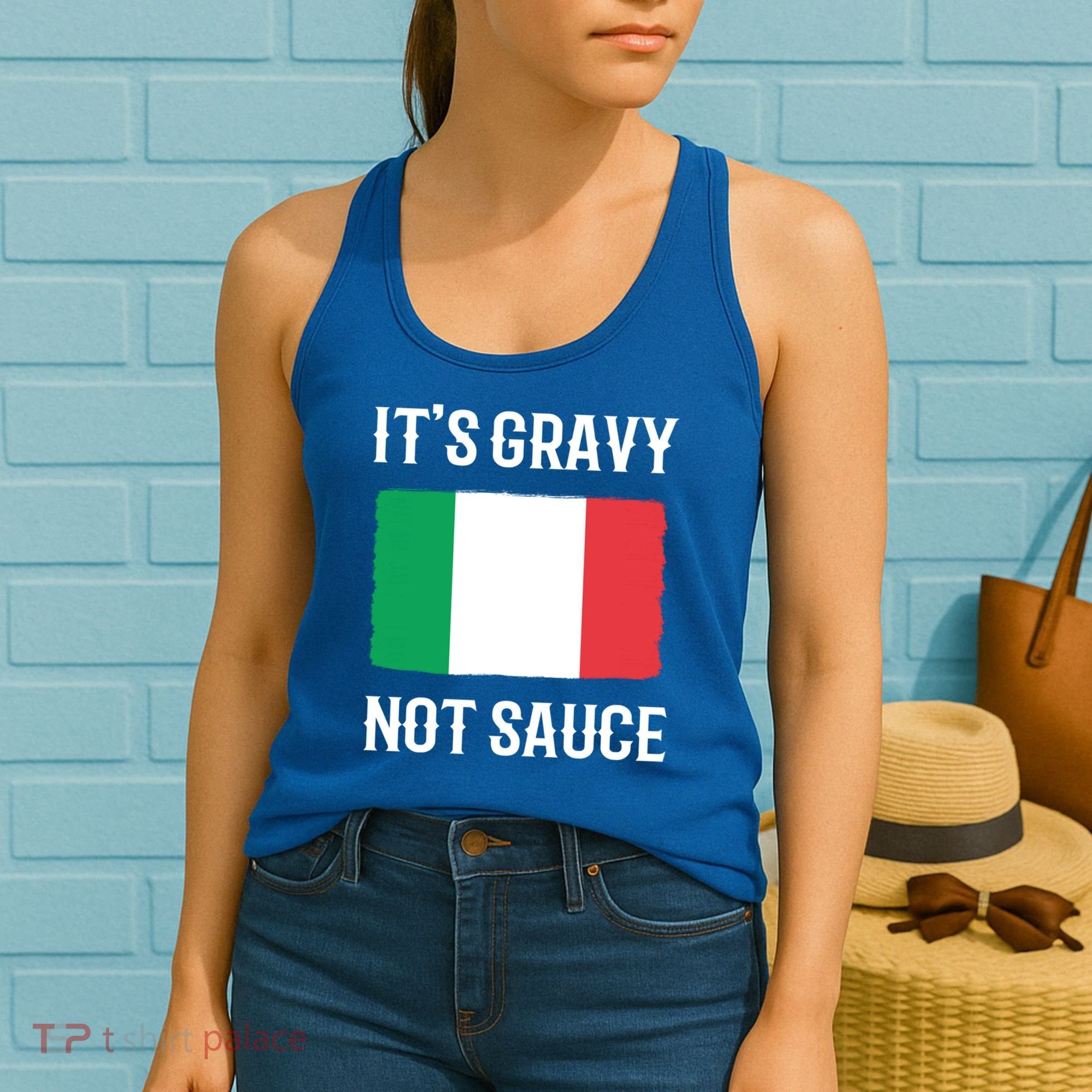 Foodie Italy Funny Italian Chef Its Gravy Not Sauce Cute Gift Women's Tank Top