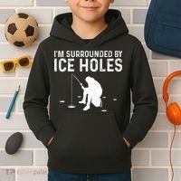 Funny Ice Fishing Gift For Snow Holes Fishermen Kids Hoodie thumb 2