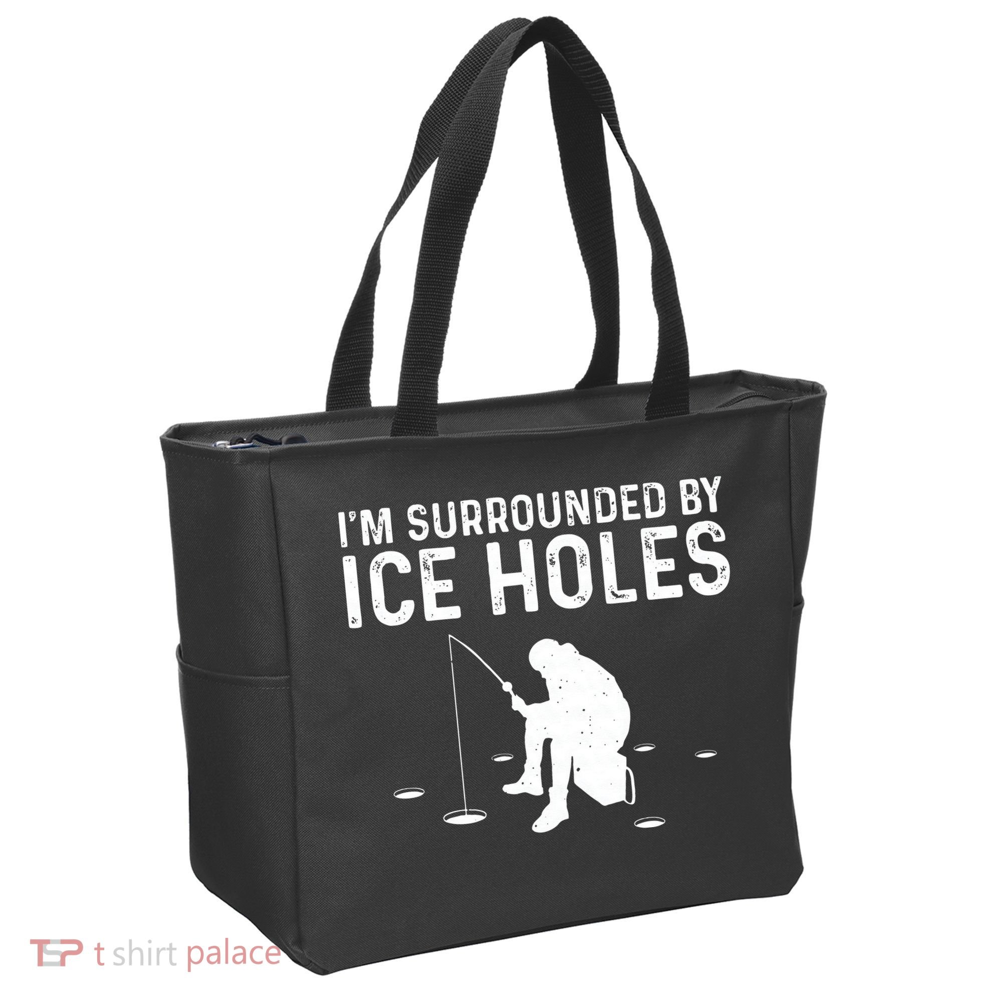 Funny Ice Fishing Gift For Snow Holes Fishermen Tote Bag