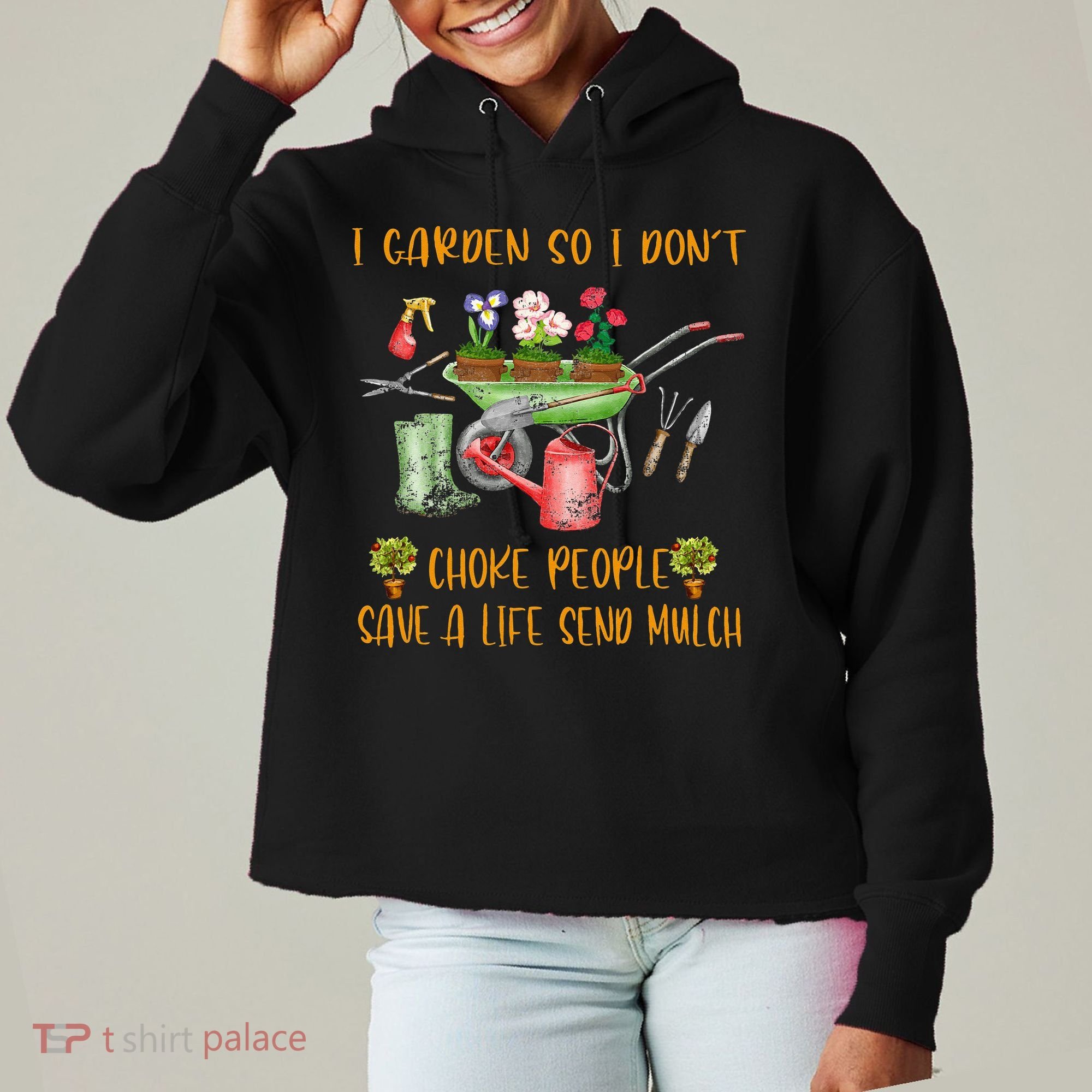 Funny I Garden So I Dont Choke People Gardening Ladies Heavyweight Boxy Pullover Hoodie
