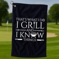 Fun I Grill And Know Things Meat Lover Barbecue Golf Towel thumb 1