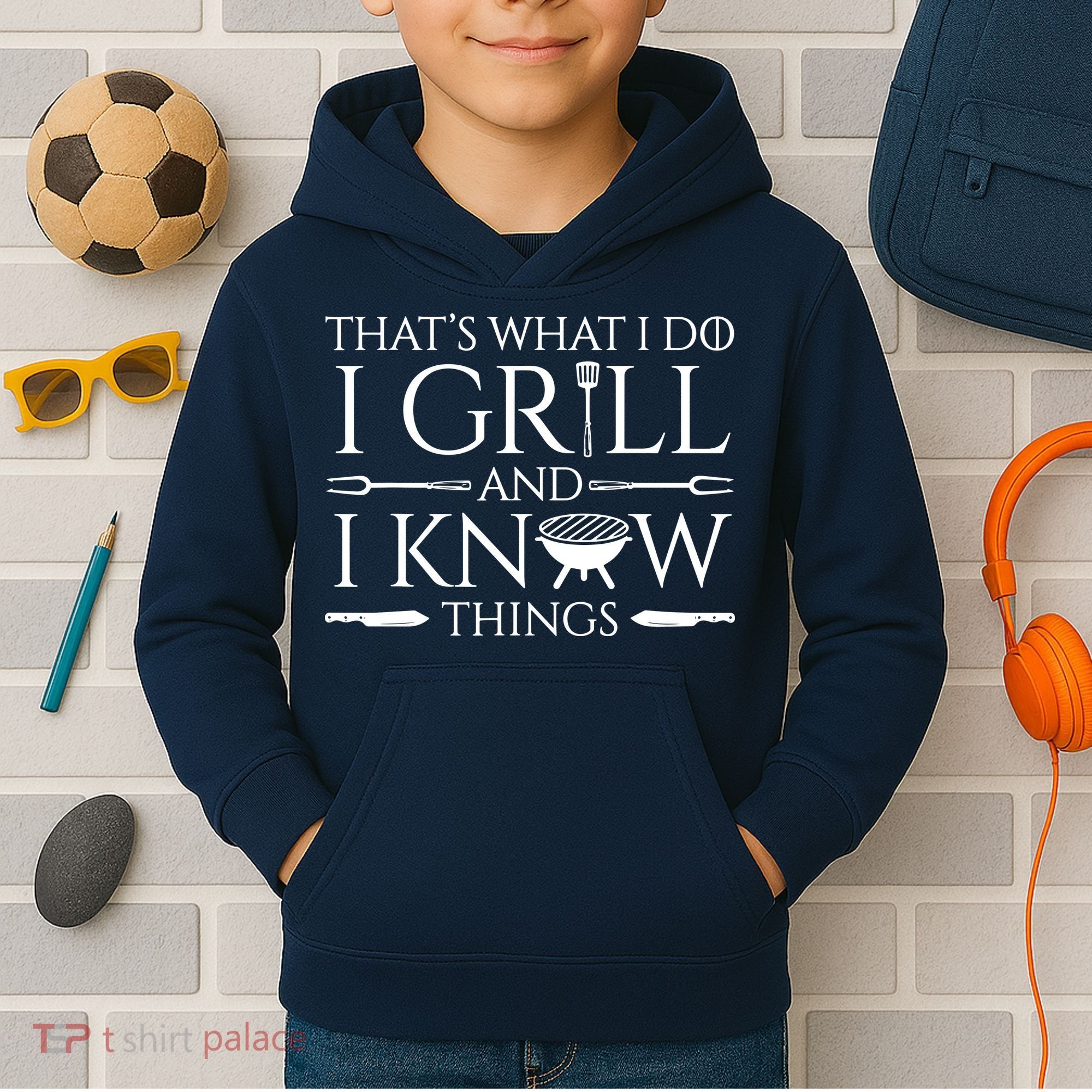 Fun I Grill And Know Things Meat Lover Barbecue Kids Hoodie