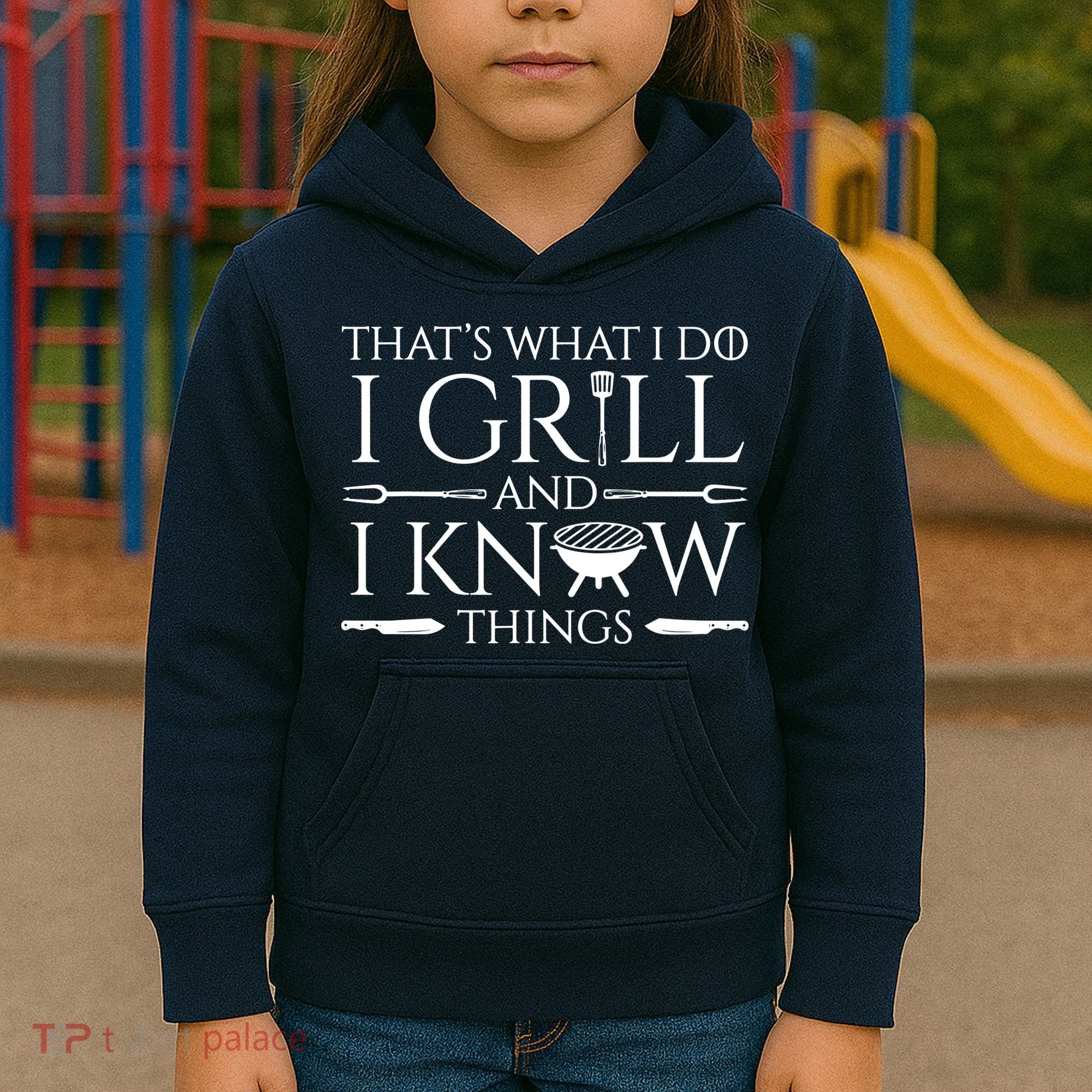Fun I Grill And Know Things Meat Lover Barbecue Kids Hoodie