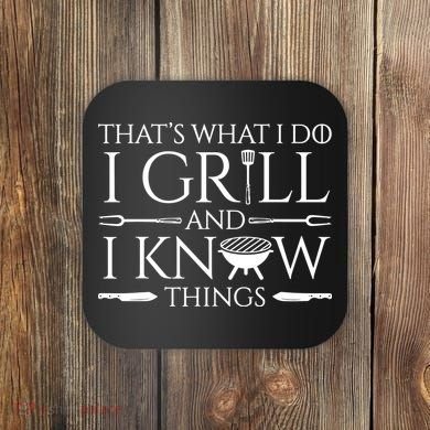 Fun I Grill And Know Things Meat Lover Barbecue Dad Gift Coaster
