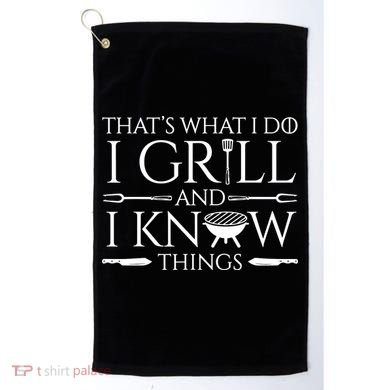 Fun I Grill And Know Things Meat Lover Barbecue Dad Gift Golf Towel