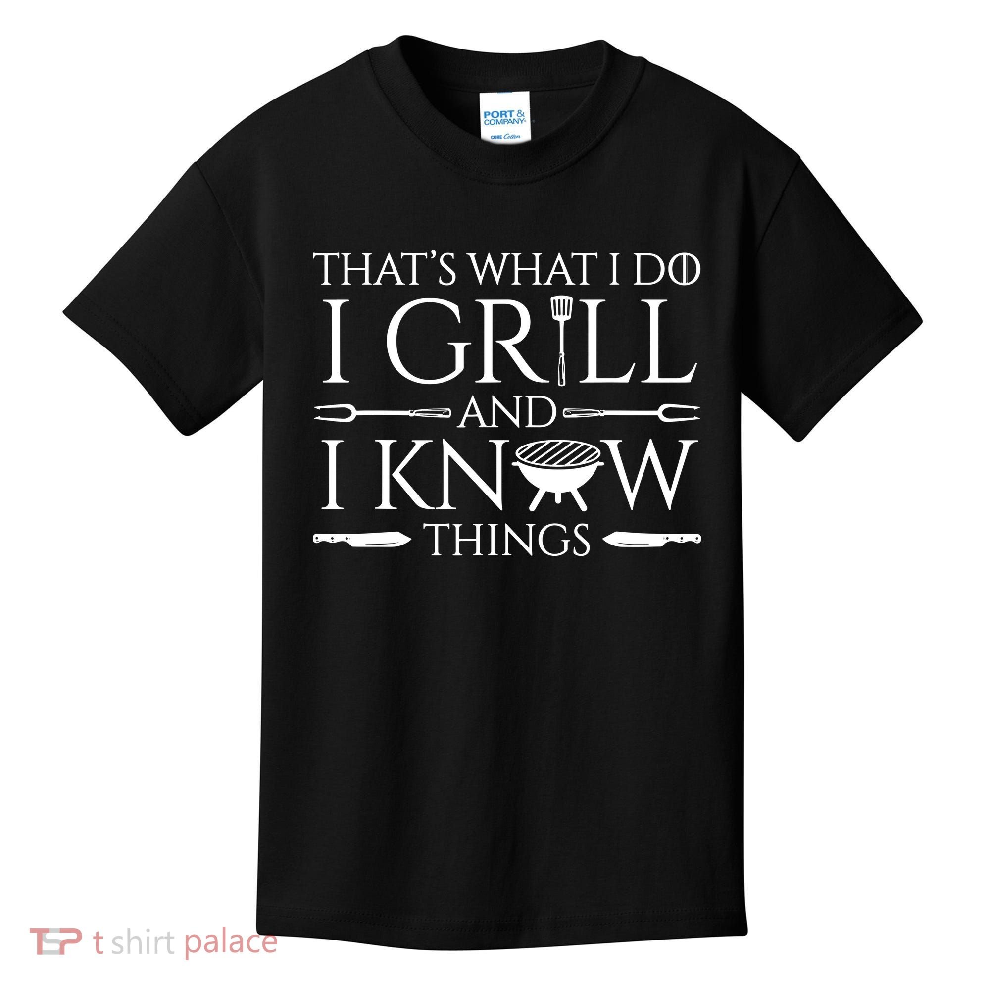 Fun I Grill And Know Things Meat Lover Barbecue Dad Gift Kids T-Shirt