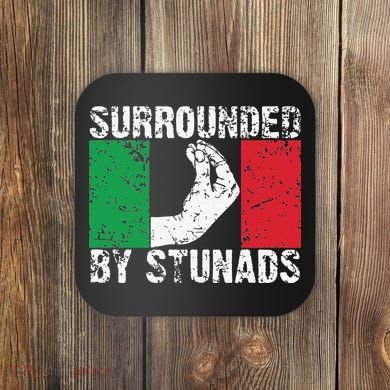 Funny Italian Gift Cool Surrounded By Stunads Gift Coaster