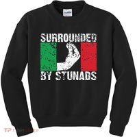 Funny Italian Gift Cool Surrounded By Stunads Gift Kids Sweatshirt thumb 0