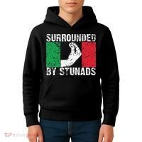 Funny Italian Gift Cool Surrounded By Stunads Gift Kids Hoodie thumb 4