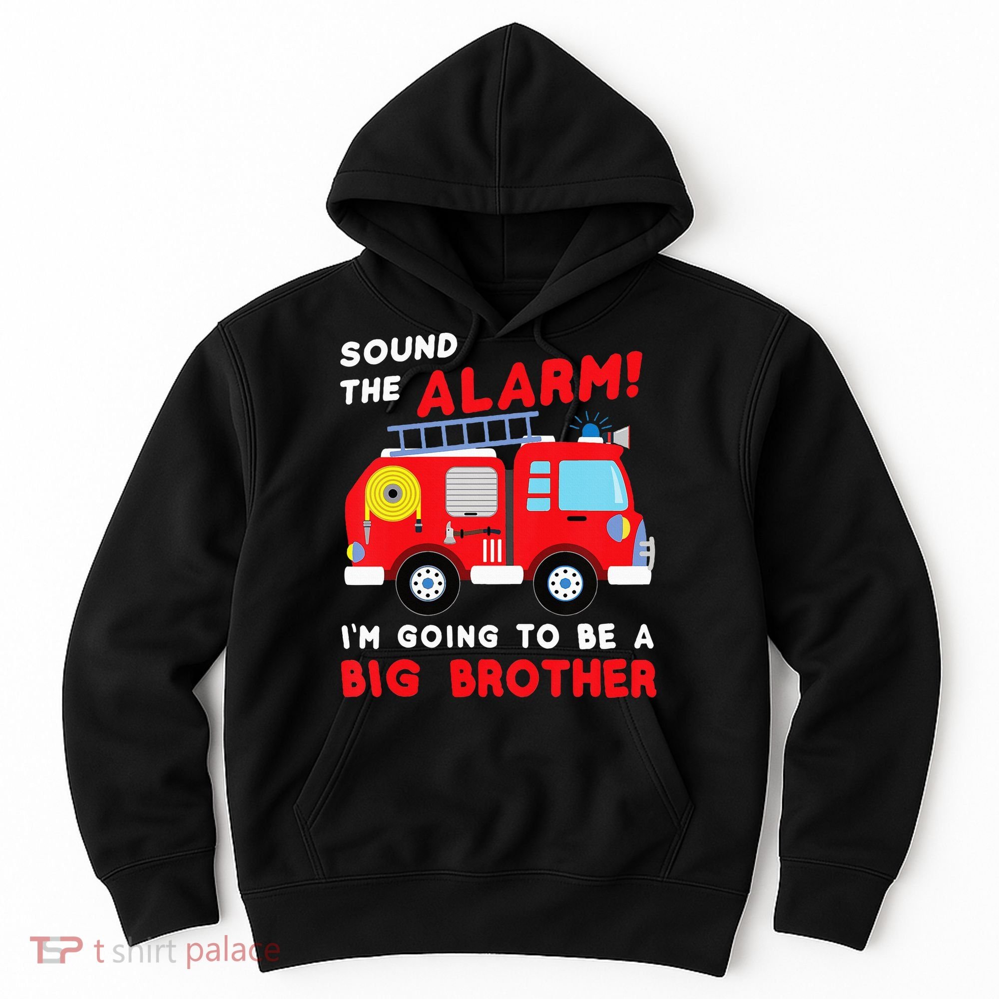 Firetruck I'm Going To Be A Big Brother New Baby Hoodie