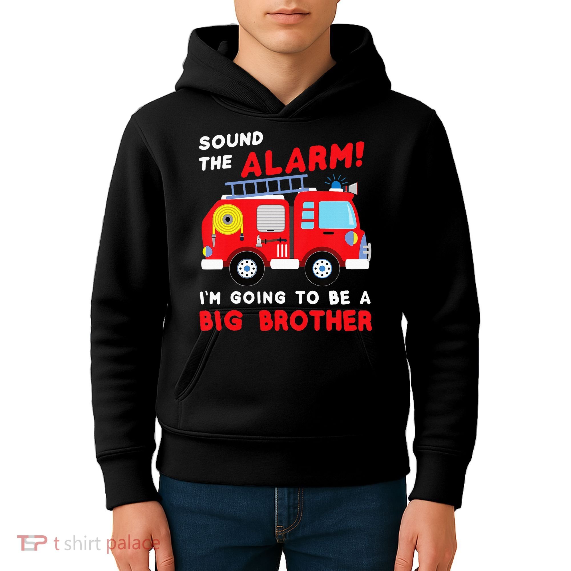 Firetruck I'm Going To Be A Big Brother New Baby Kids Hoodie