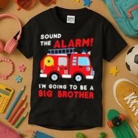 Firetruck I'm Going To Be A Big Brother New Baby Kids T-Shirt thumb 3