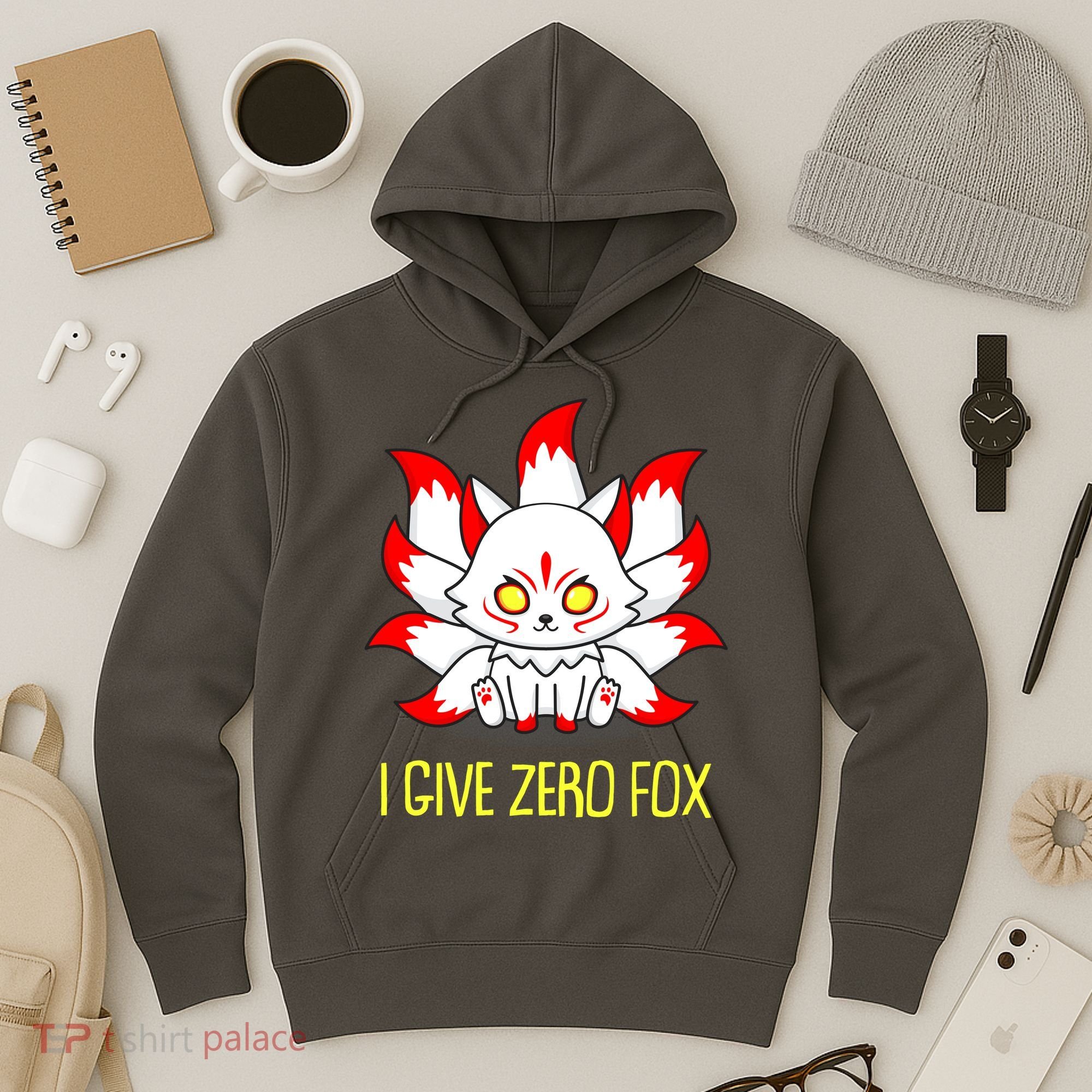 Funny I Give Zero Fox Japanese Nine Tail Fox Hoodie
