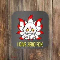 Funny I Give Zero Fox Japanese Nine Tail Fox Coaster thumb 0