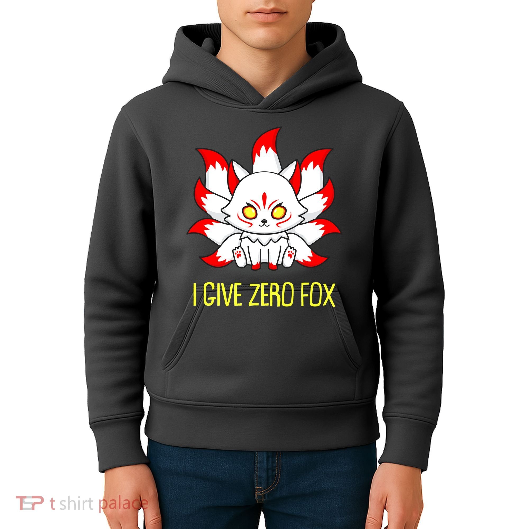 Funny I Give Zero Fox Japanese Nine Tail Fox Kids Hoodie