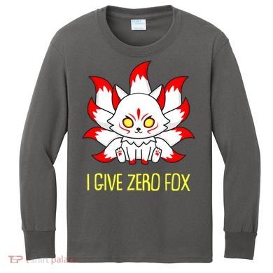 Funny I Give Zero Fox Japanese Nine Tail Fox Kids Long Sleeve Shirt