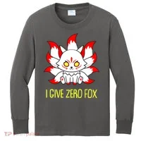 Funny I Give Zero Fox Japanese Nine Tail Fox Kids Long Sleeve Shirt thumb 0
