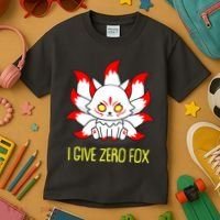 Funny I Give Zero Fox Japanese Nine Tail Fox Kids T-Shirt thumb 3