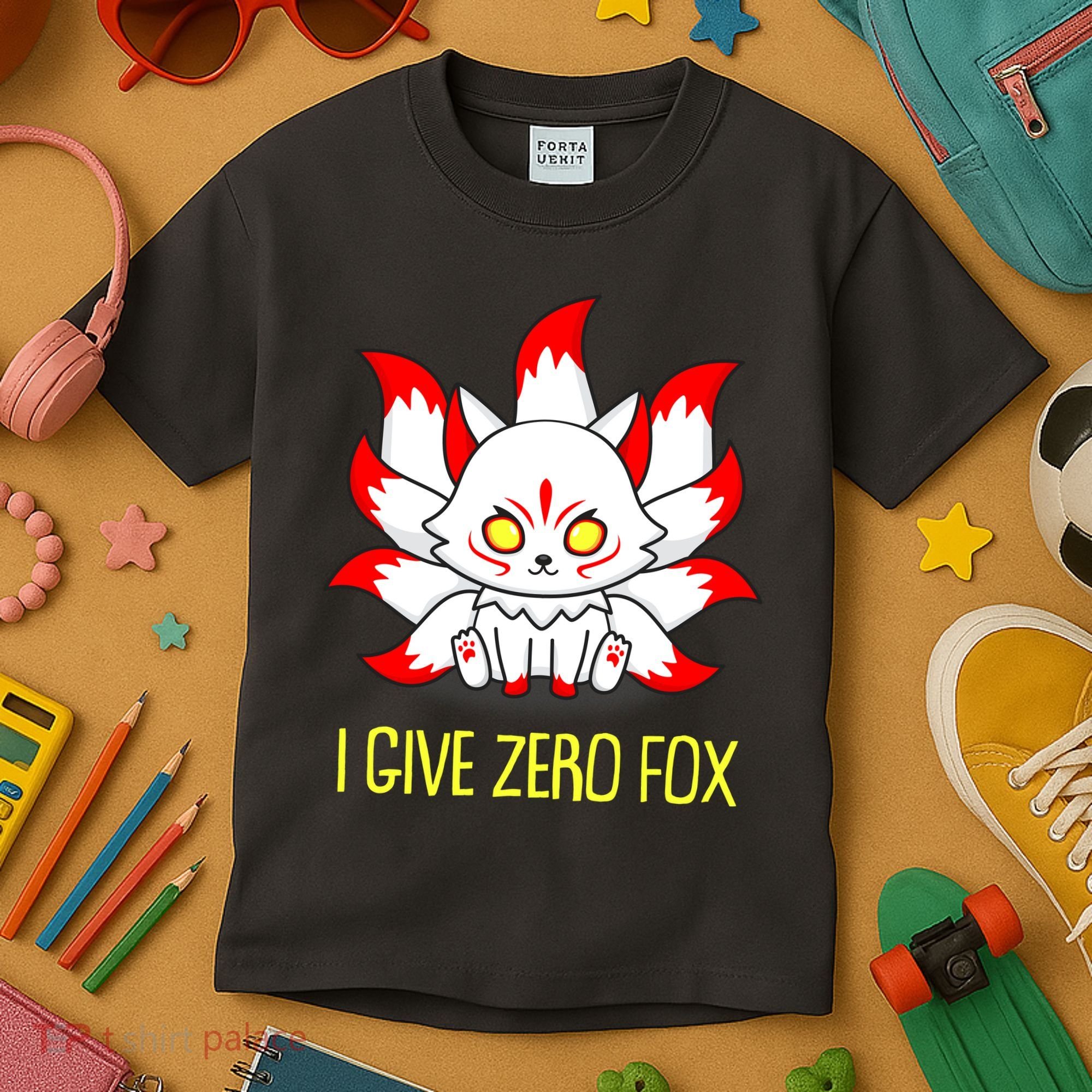Funny I Give Zero Fox Japanese Nine Tail Fox Kids T-Shirt