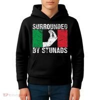 Funny Italian Gift For Cool Surrounded By Stunads Kids Hoodie thumb 4