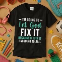 Funny I'm Going To Let God Fix It, If I Fix It I'm Going To Kids T-Shirt thumb 3