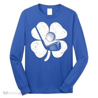 Fun Irish Golf Shamrocks Costume St Patrick's Day Gift Long Sleeve Shirt
