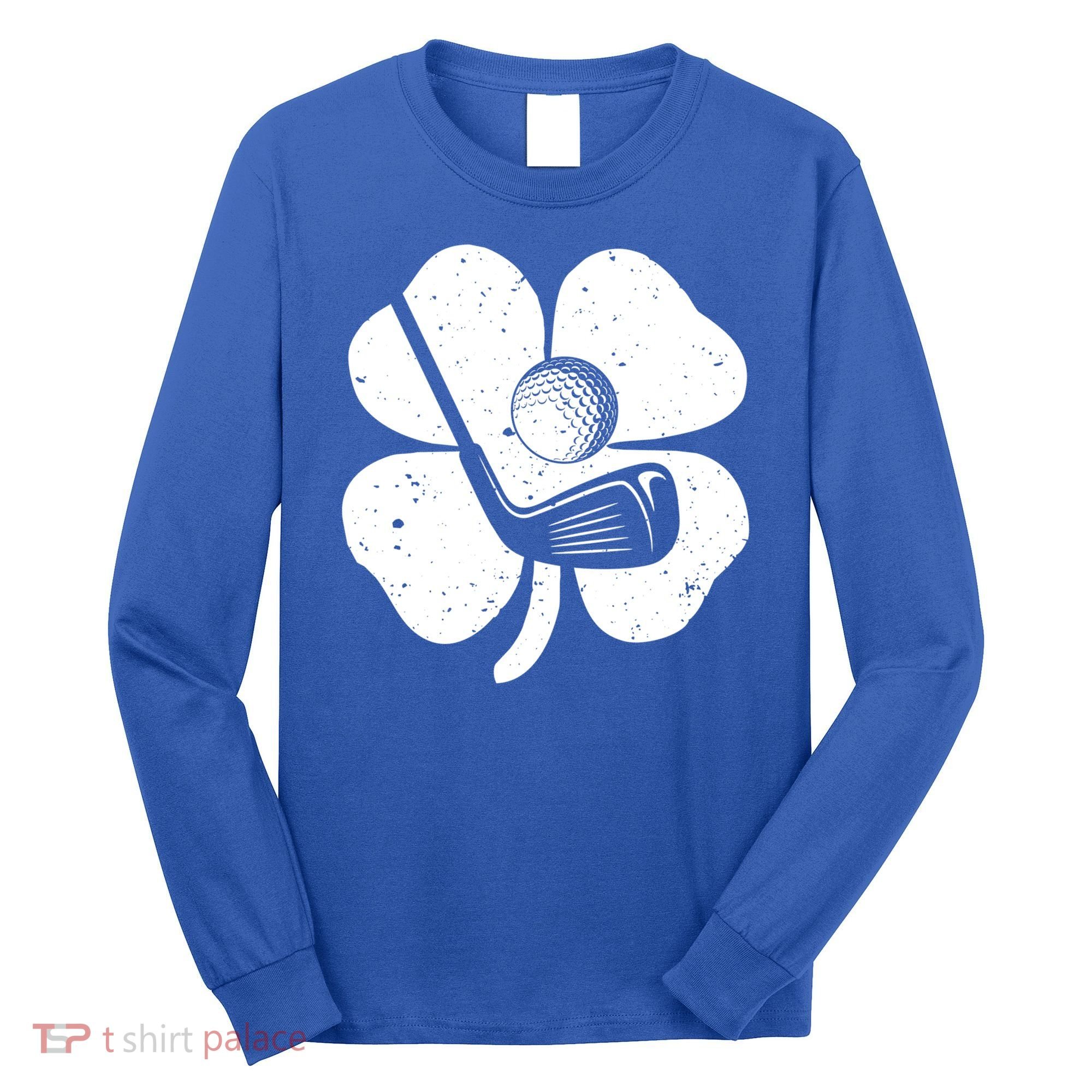 Fun Irish Golf Shamrocks Costume St Patrick's Day Gift Long Sleeve Shirt
