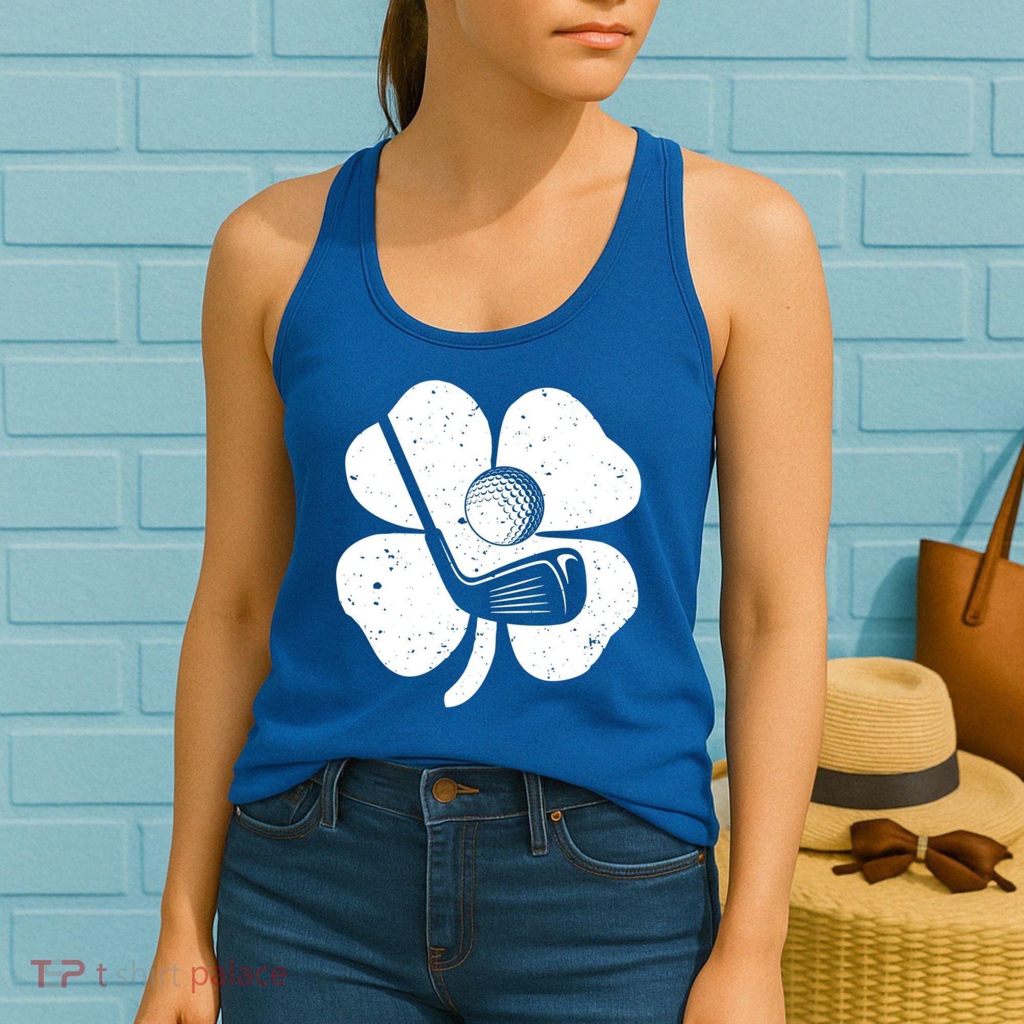 Fun Irish Golf Shamrocks Costume St Patrick's Day Gift Women's Tank Top