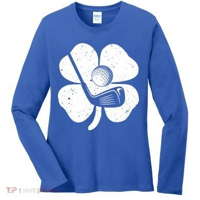Fun Irish Golf Shamrocks Costume St Patrick's Day Gift Women's Long Sleeve Shirt