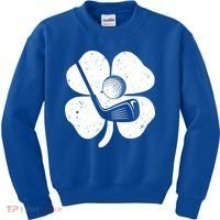 Fun Irish Golf Shamrocks Costume St Patrick's Day Gift Kids Sweatshirt thumb 0